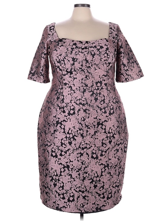 eshakti Dresses & Skirts - ESHAKTI Floral Brocade Empire Waist Sheath Dress Mauve & Black 3X 24W EUC